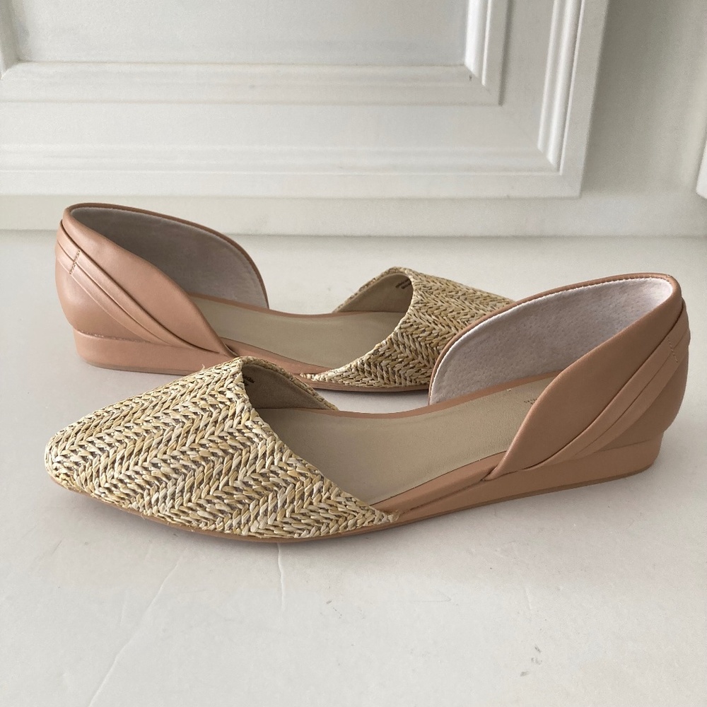 NWOT Seychelles Great Escape Neutral Rattan Leather Pointed Toe Flats Sz 10